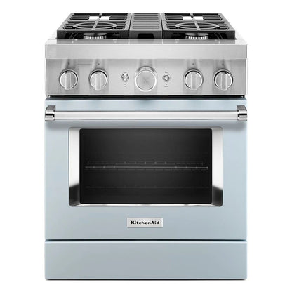 30'' Smart Commercial-Style Dual Fuel Range With 4 Burners - Misty Blue