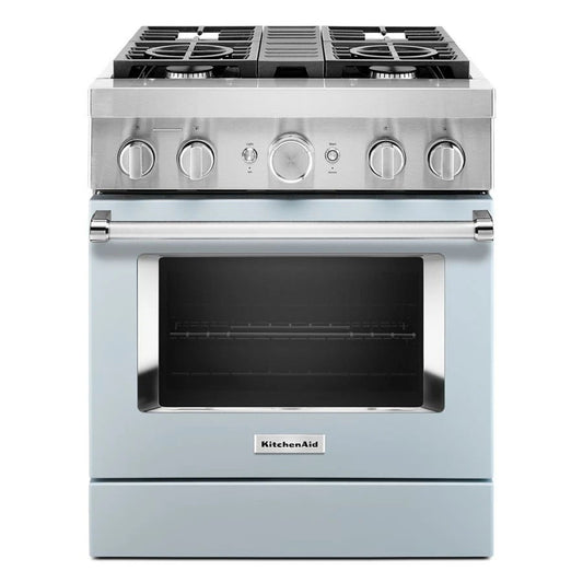 30'' Smart Commercial-Style Dual Fuel Range With 4 Burners - Misty Blue