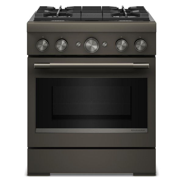 30" 4 Burner Commercial-Style Dual Fuel Range With No Preheat Air Fry Mode - Black Ore