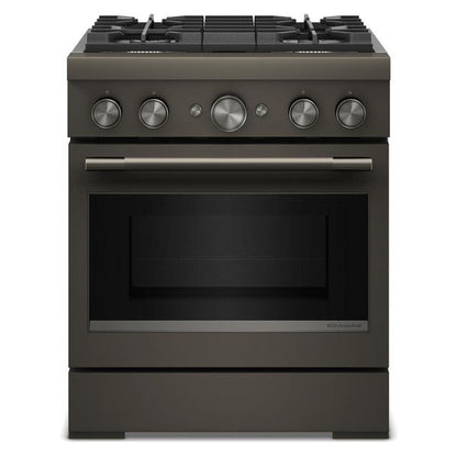 30" 4 Burner Commercial-Style Dual Fuel Range With No Preheat Air Fry Mode - Black Ore