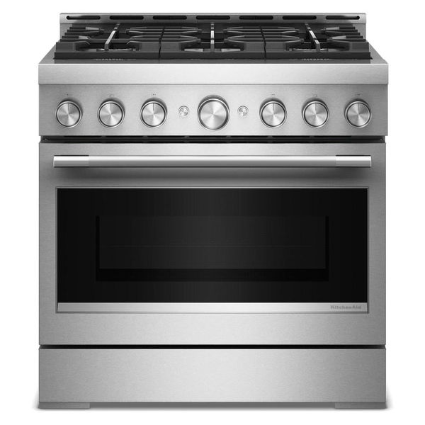 KitchenAid 36" 6 Burner Commercial-Style Gas Range With No Preheat Air Fry Mode - Stainless Steel