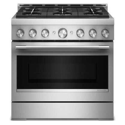 KitchenAid 36" 6 Burner Commercial-Style Gas Range With No Preheat Air Fry Mode - Stainless Steel