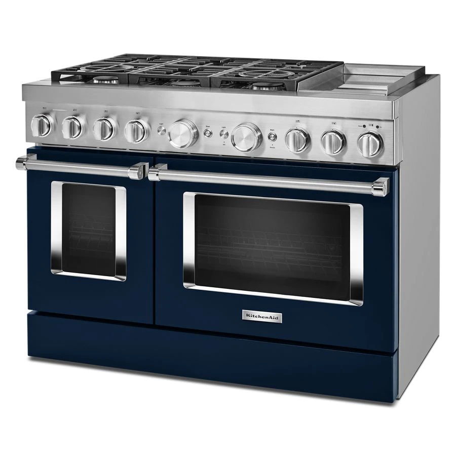 48'' Smart Commercial-Style Dual Fuel Range With Griddle - Ink Blue