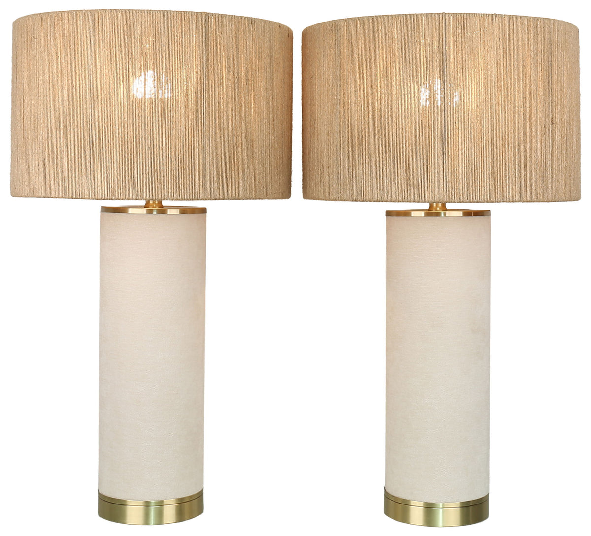 Linen Haven - 31 X 17 - Textured Linen Table Lamp (Set of 2) - Ivory Textured Linen