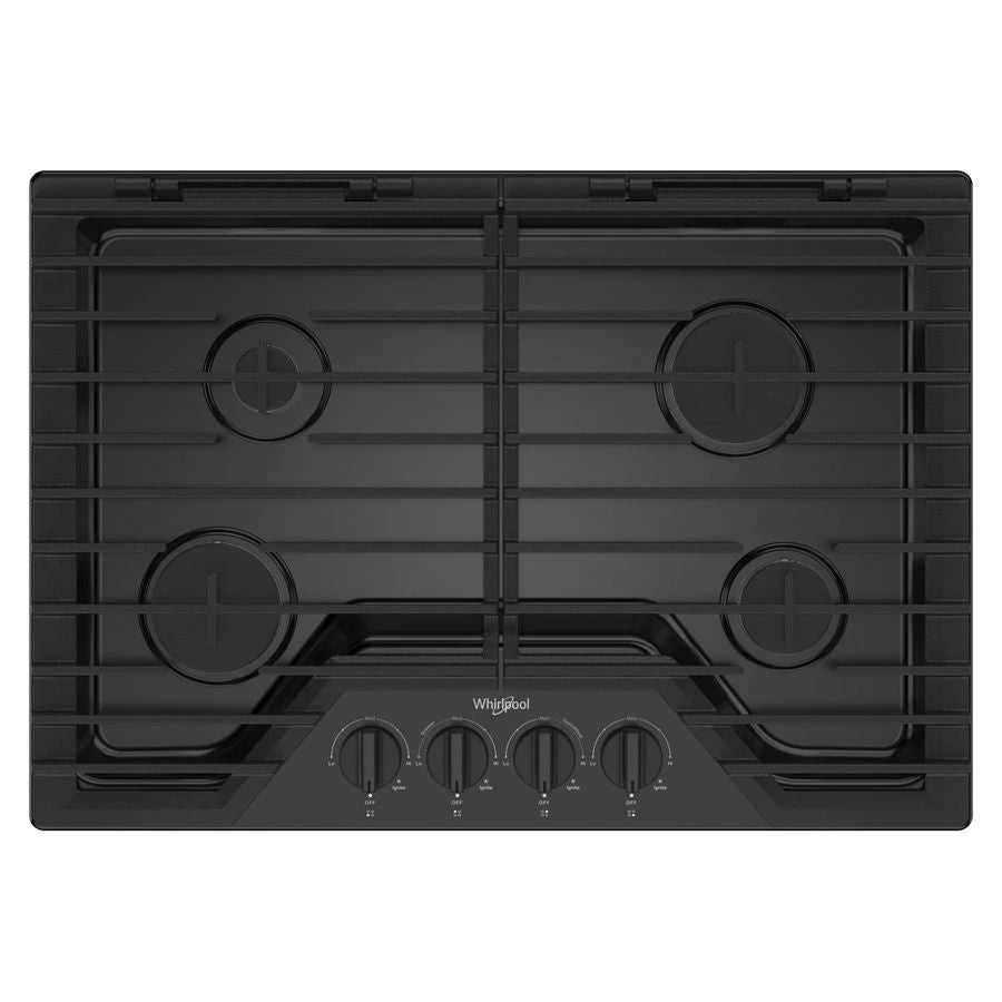 30" Gas Cooktop With Ez-2-Lift Hinged Cast-Iron Grates, 5K BTU Simmer Burner - Black