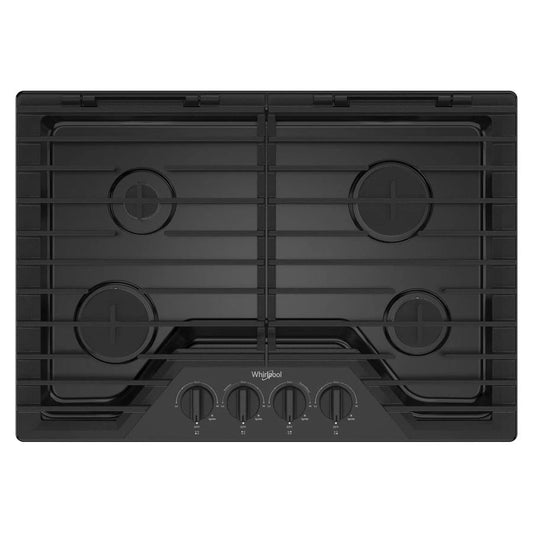 30" Gas Cooktop With Ez-2-Lift Hinged Cast-Iron Grates, 5K BTU Simmer Burner - Black