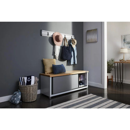 Ready-to-Assemble Storage Shoe Bench - Gray Slate