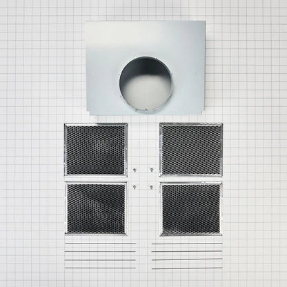 Range Hood Wall Recirculation Kit With 2 Charcoal Filters, 4 Clips, And A Deflector Damper - Silver