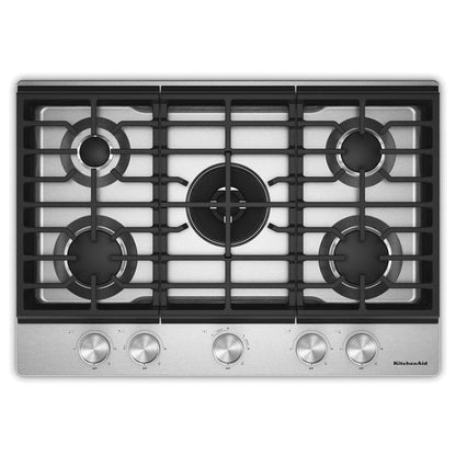 KitchenAid 30" Gas Cooktop With 5 Burners And Integrated Wok Grate - Stainless Steel