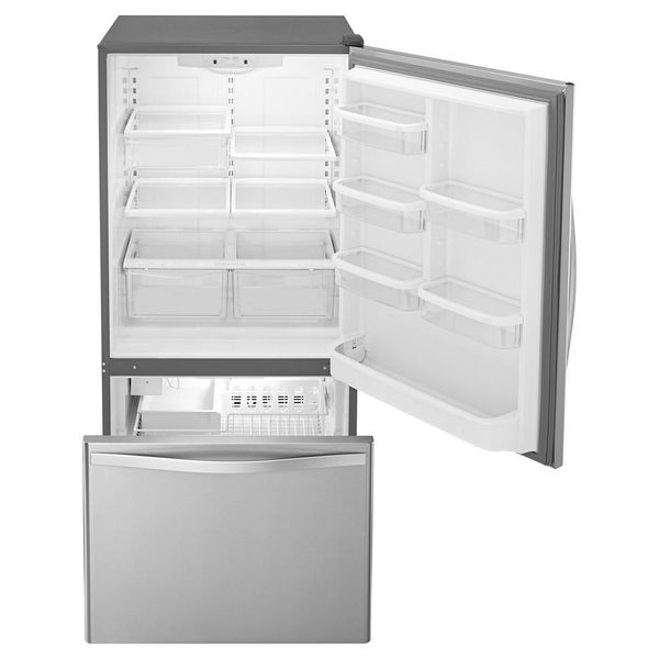 30" Wide Bottom-Freezer Refrigerator With Spillguard Glass Shelves - 18.7 Cu. Ft. - Monochromatic Stainless Steel