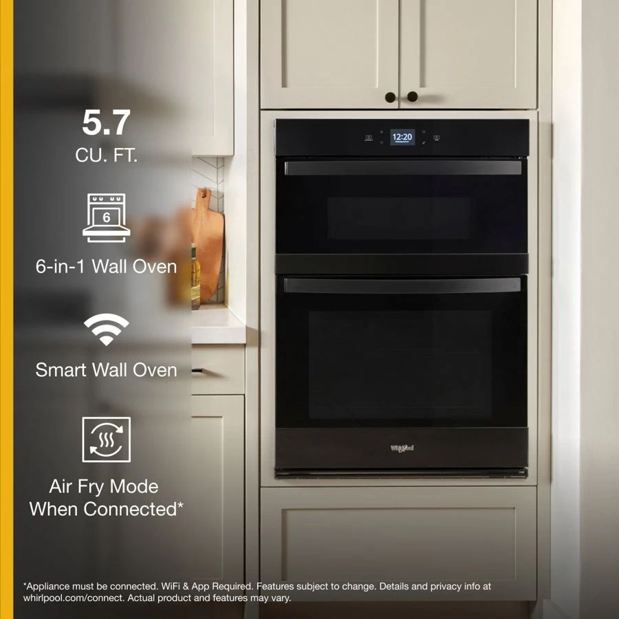 5.7 Cubic Feet Smart Combo Wall Oven With Air Fry - Black