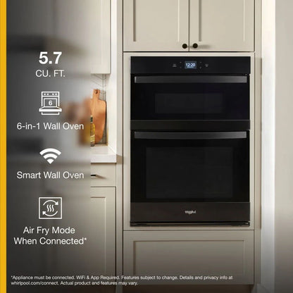 5.7 Cubic Feet Smart Combo Wall Oven With Air Fry - Black