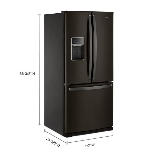 30" Wide French Door Refrigerator, 20 Cu. Ft., Adaptive Defrost - Black Stainless