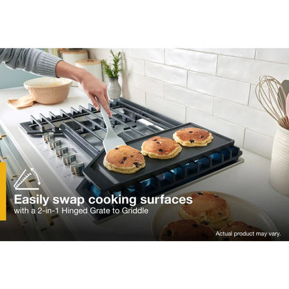 36" Gas Cooktop With 2-In-1 Hinged Grate To Griddle - Stainless Steel