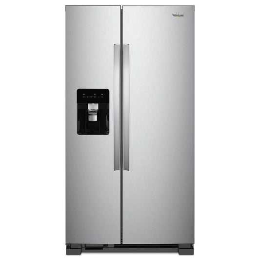 33" Wide Side-By-Side Refrigerator, 21 Cubic Feet, Hidden Hinges - Fingerprint-Resistant Stainless Finish