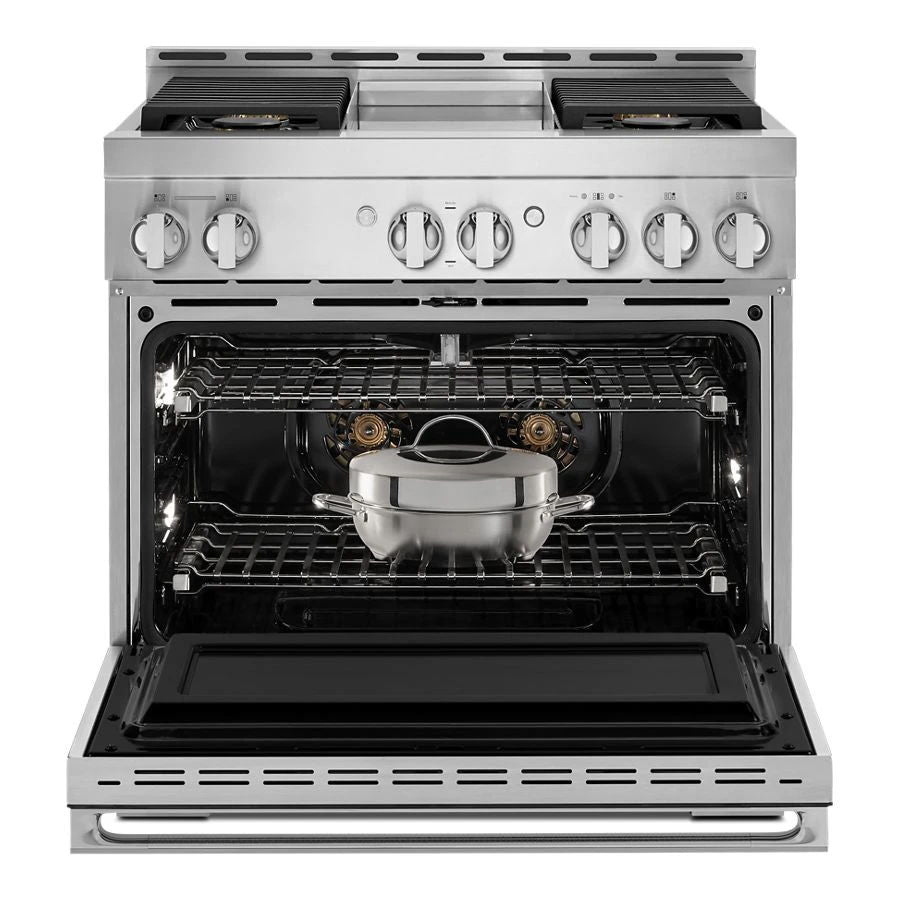 36" Noir Gas Professional-Style Range With Chrome-Infused Griddle
