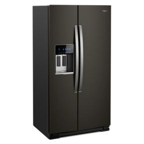 36" Wide Counter Depth Side-By-Side Refrigerator, 21 Cubic Feet - Black Stainless Steel