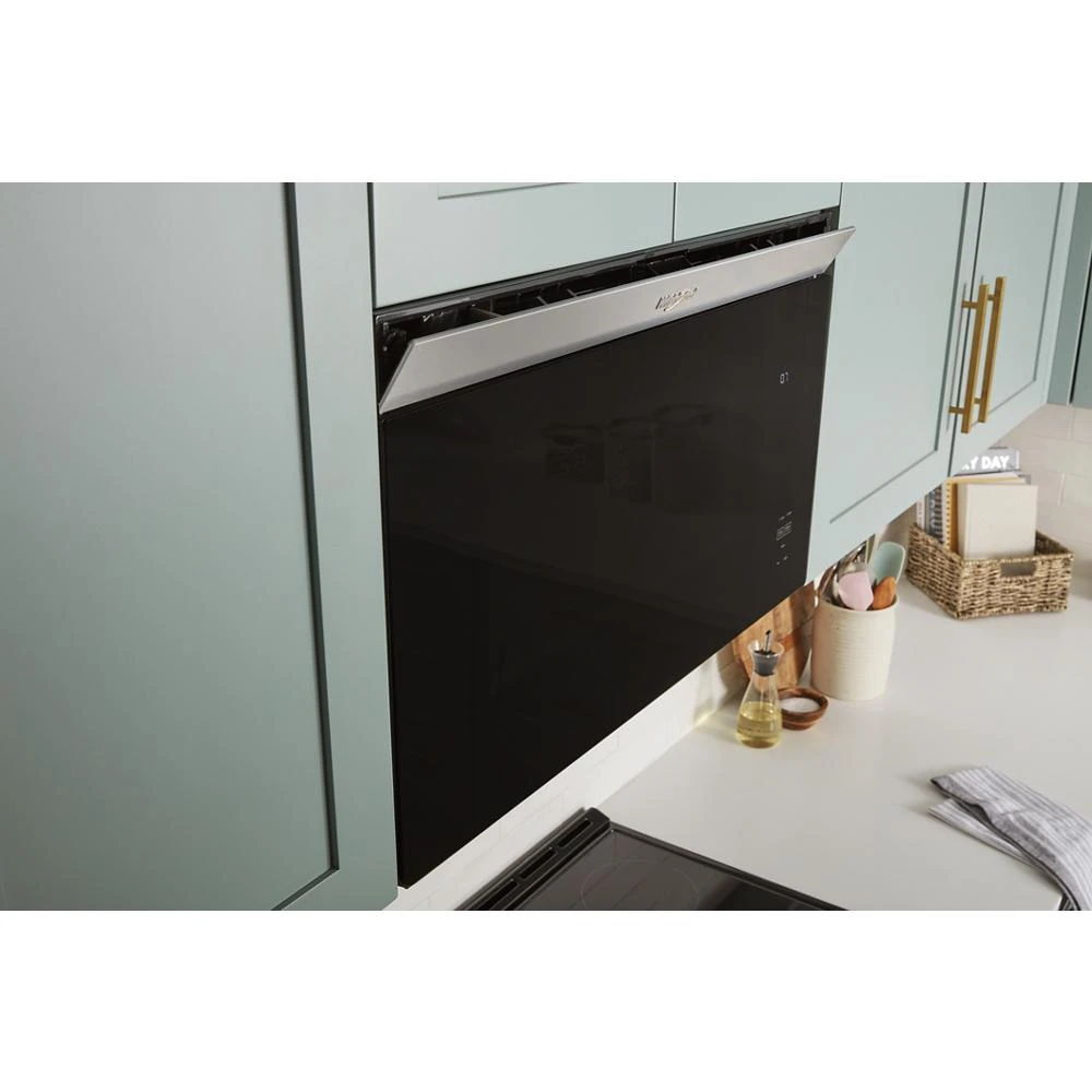 1.1 Cubic Feet Flush Mount Microwave With Turntable-Free Design - White