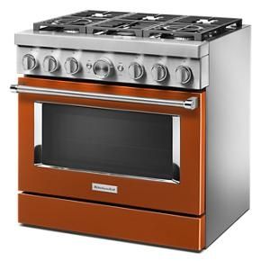 KitchenAid 36'' Smart Commercial-Style Dual Fuel Range With 6 Burners - Scorched Orange