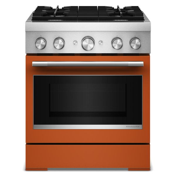 30" 4 Burner Commercial-Style Dual Fuel Range With No Preheat Air Fry Mode - Scorched Orange