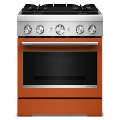 30" 4 Burner Commercial-Style Dual Fuel Range With No Preheat Air Fry Mode - Scorched Orange