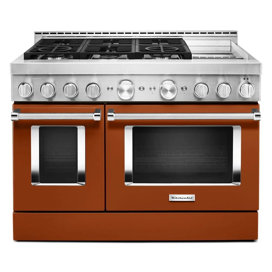48'' Smart Commercial-Style Gas Range With Griddle - Scorched Orange