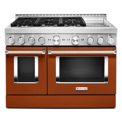 48'' Smart Commercial-Style Gas Range With Griddle - Scorched Orange