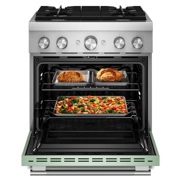 30" 4 Burner Commercial-Style Dual Fuel Range With No Preheat Air Fry Mode - Cardamom