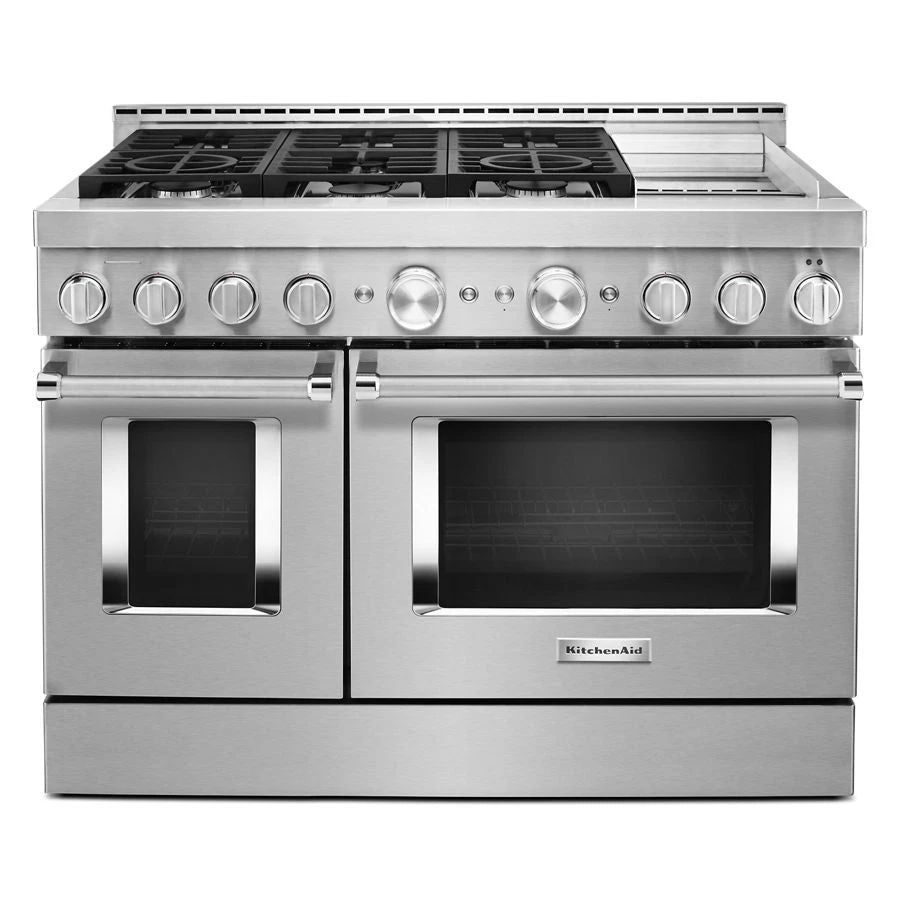 48" Smart Commercial-Style Gas Range With Griddle - Stainless Steel