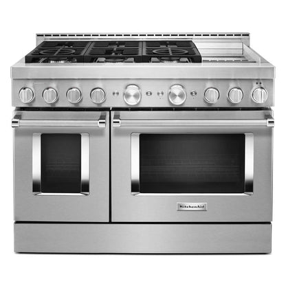 48" Smart Commercial-Style Gas Range With Griddle - Stainless Steel