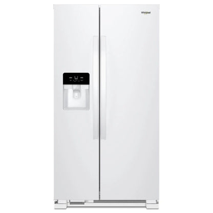 33" Wide Side-By-Side Refrigerator, 21 Cubic Feet, Frameless Glass Shelves - White