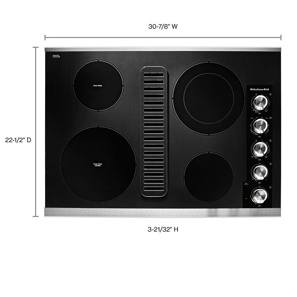 30" Electric Downdraft Cooktop With 4 Elements