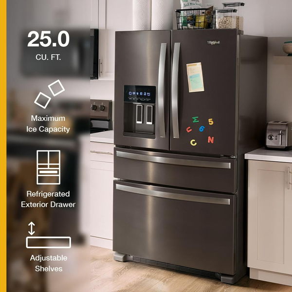 36" Wide French Door Bottom Mount Refrigerator, 25 Cu. Ft. - Black
