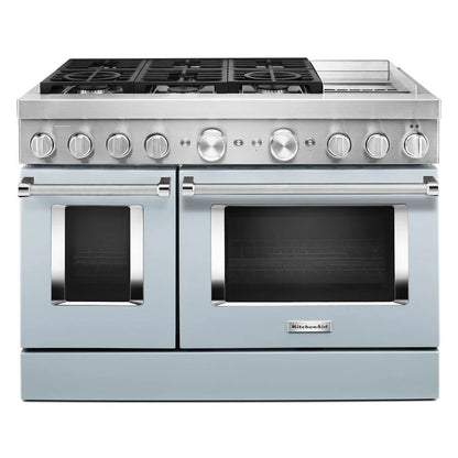 48'' Smart Commercial-Style Dual Fuel Range With Griddle - Misty Blue