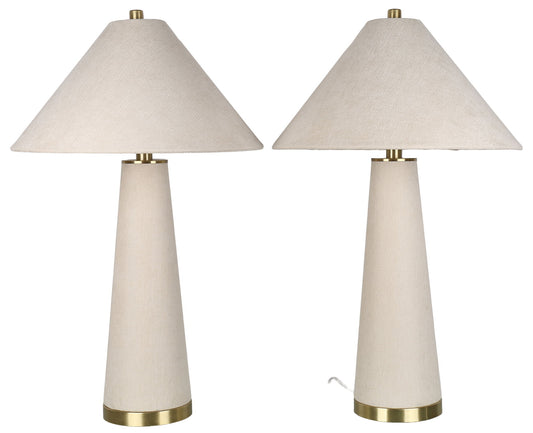 Ivory Reverie - 30 X 18 - Textured Linen Table Lamp (Set of 2) - Ivory Textured Linen