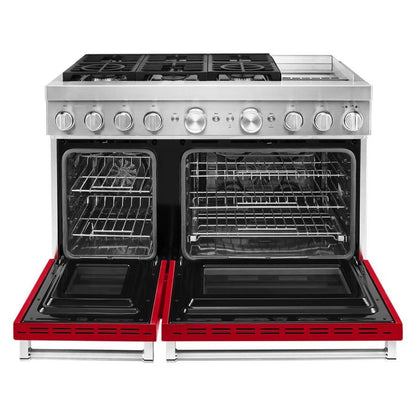 48'' Smart Commercial-Style Dual Fuel Range With Griddle - Passion Red