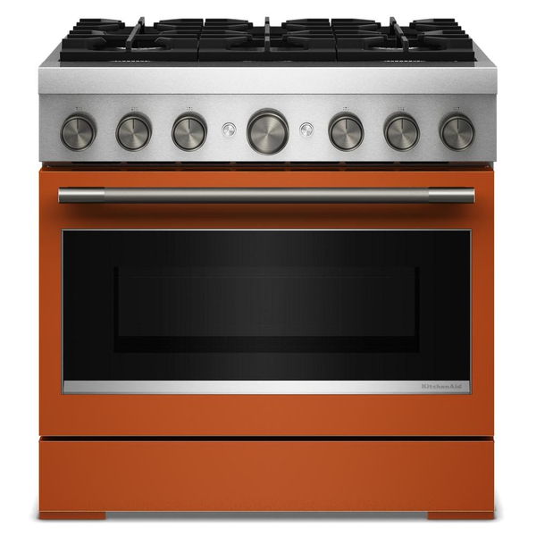 36" 6 Burner Commercial-Style Dual Fuel Range With No Preheat Air Fry Mode - Scorched Orange