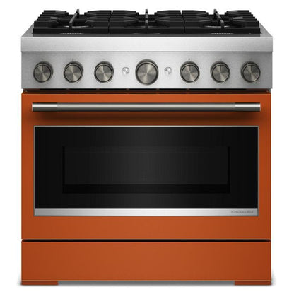 36" 6 Burner Commercial-Style Dual Fuel Range With No Preheat Air Fry Mode - Scorched Orange