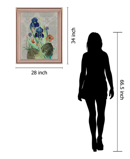 Mystic Iris Garden - 28" x 34" Framed Wall Art - Gray