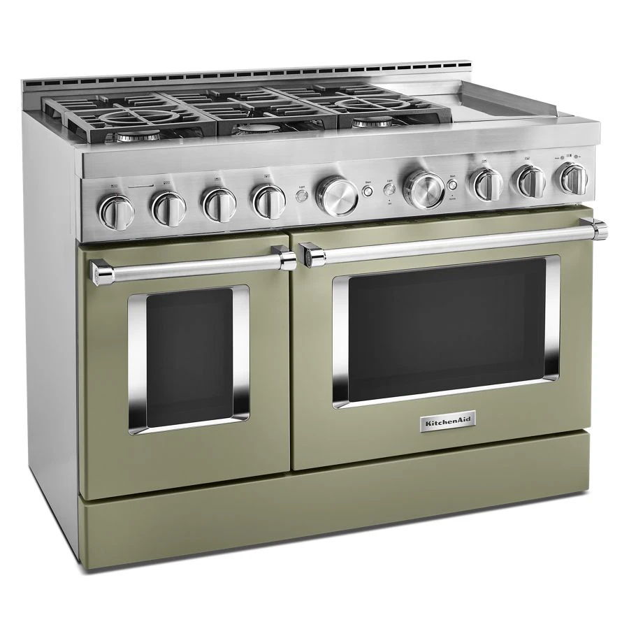 48'' Smart Commercial-Style Gas Range With Griddle - Avocado Cream