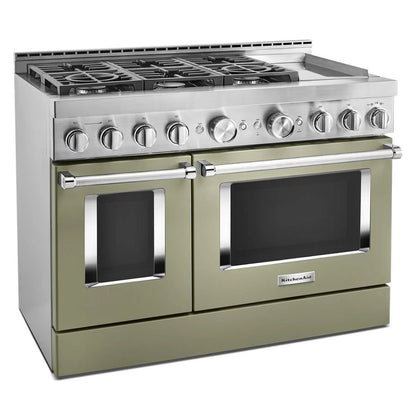 48'' Smart Commercial-Style Gas Range With Griddle - Avocado Cream