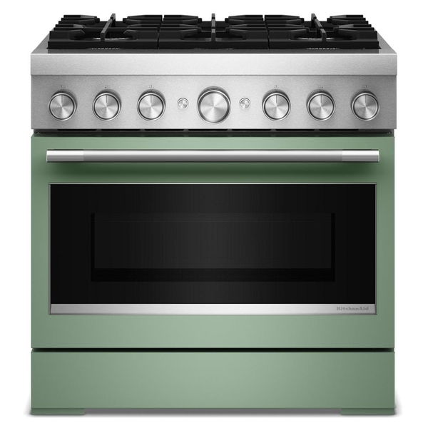 36" 6 Burner Commercial-Style Dual Fuel Range With No Preheat Air Fry Mode - Cardamom