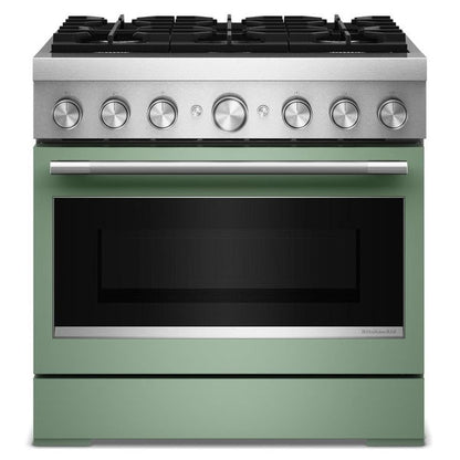 36" 6 Burner Commercial-Style Dual Fuel Range With No Preheat Air Fry Mode - Cardamom