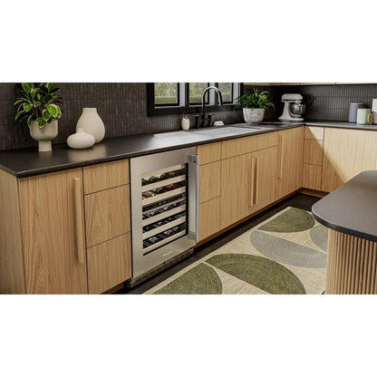 24" Undercounter Wine Cellar With Full-Extension Wood-Front Racks - PrintShield Stainless Finish