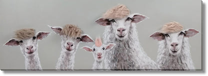 Playful Sheep Coiffures - 20" x 60" Framed Wall Art