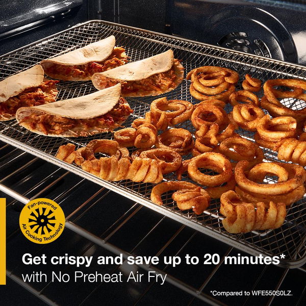 30" Energy Star Electric Range With Air Cooking Technology, No Preheat Air Fry And Air Baking And Self Clean - Stainless Steel