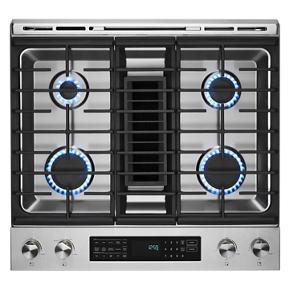 Rise 30" Dual-Fuel Downdraft Slide-In Range - Stainless Steel