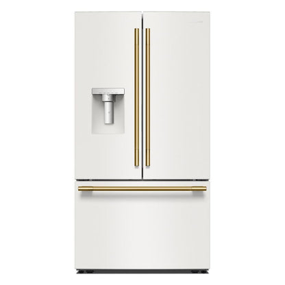30 Cu. Ft. 36" French Door Refrigerator With Exterior Water And Ice Dispenser And Wood-Look Sliding Tray - Porcelain White