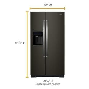 36" Wide Counter Depth Side-By-Side Refrigerator, 21 Cubic Feet - Black Stainless Steel