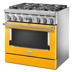 KitchenAid 36'' Smart Commercial-Style Dual Fuel Range With 6 Burners - Yellow Pepper